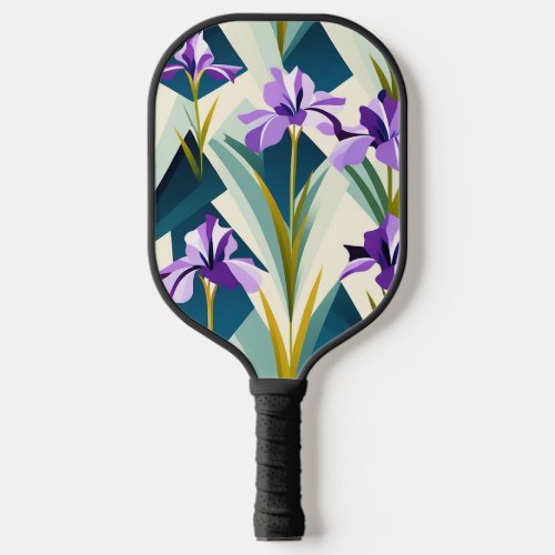 Modern Geometric Iris Flowers Pickleball Paddle