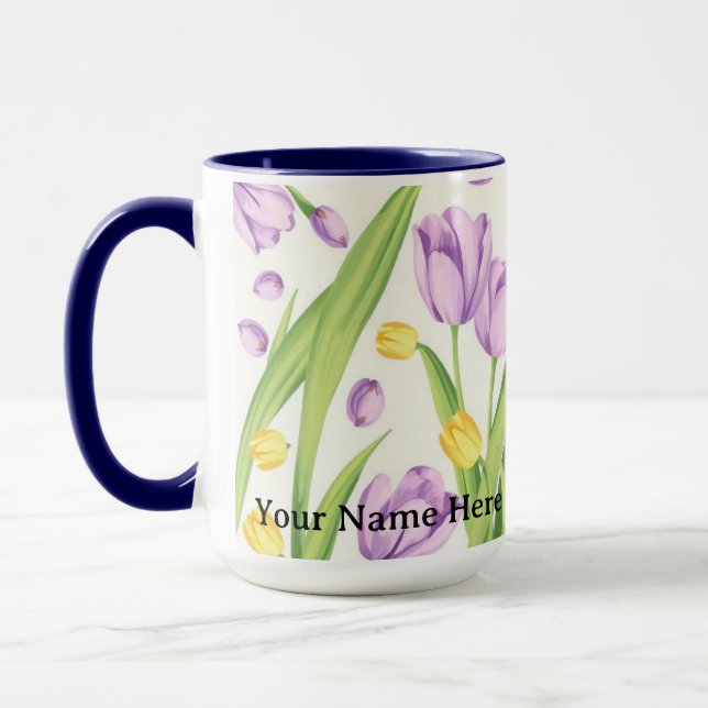 Modern Geometric IWD 2026 Flower Art Mug (Left)