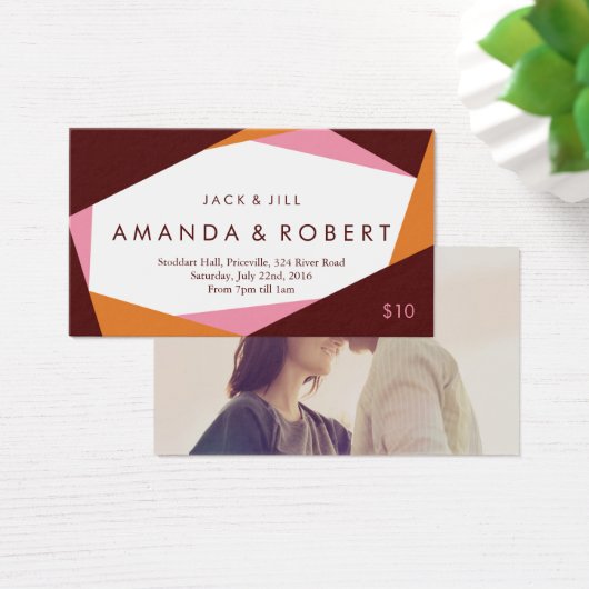 Modern Geometric Jack and Jill Ticket, Red (Desk)