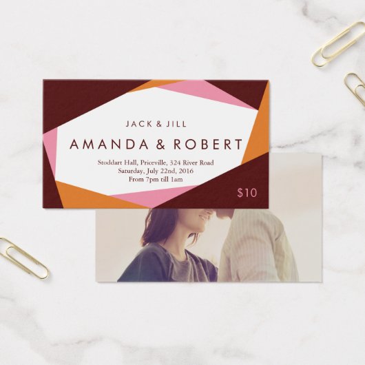 Modern Geometric Jack and Jill Ticket, Red (Office)