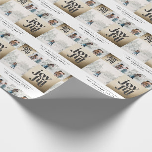 Modern geometric joyful typography gold christmas wrapping paper