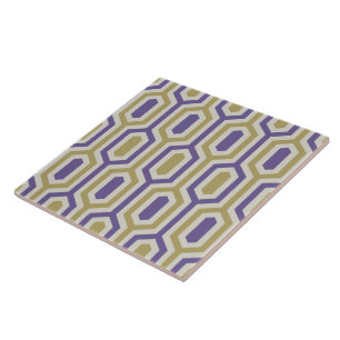 Modern Geometric Lavender & Gold Decorative Ceramic Tile