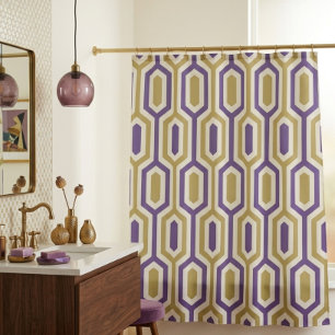 Modern Geometric Lavender & Gold Shower Curtain