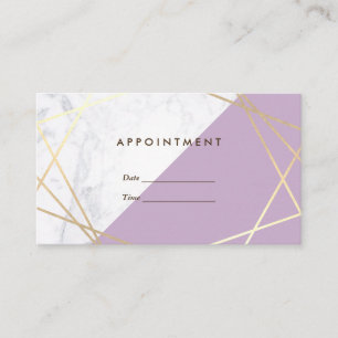 Modern Geometric Lavender Marble Appointment Business Card