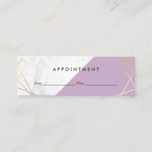 Modern Geometric Lavender Marble Appointment Mini Business Card