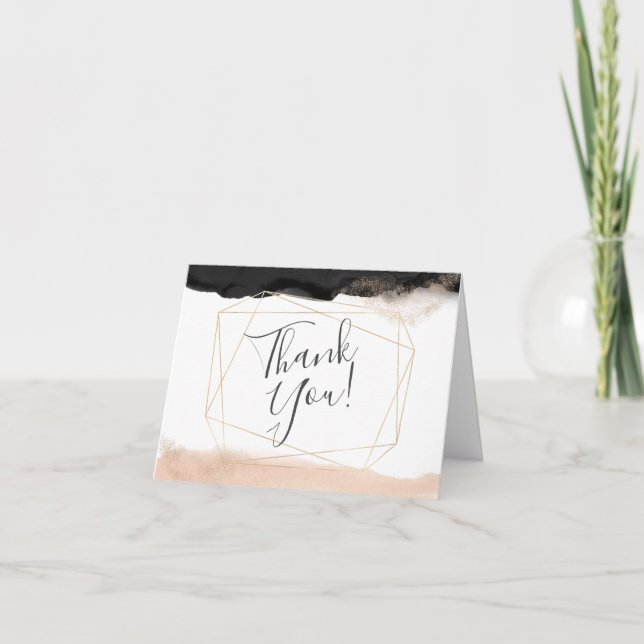 Modern Geometric Letterpress Thank You Card (Front)