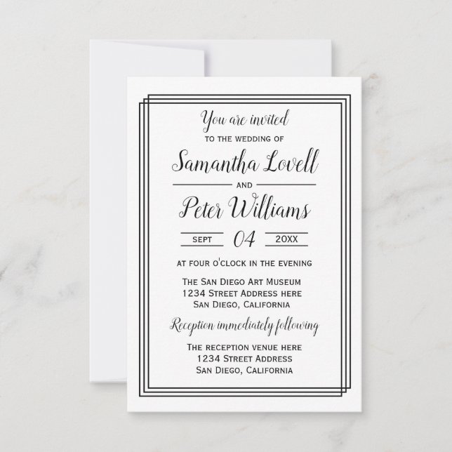 Modern Geometric Lines-3x5Wedding/Reception Invite (Front)