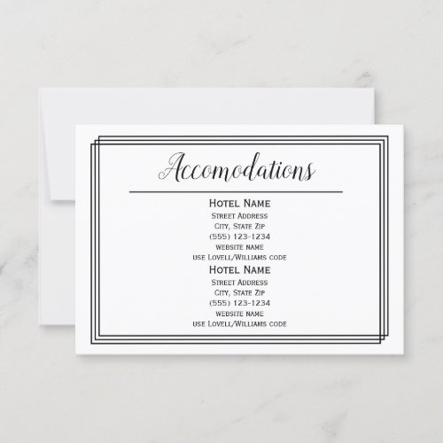 Modern Geometric Lines _ Accomodations Invitation