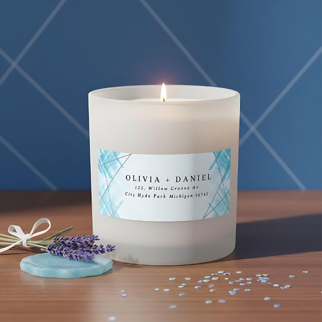  Modern Geometric lines blue return address label (Creator Uploaded)