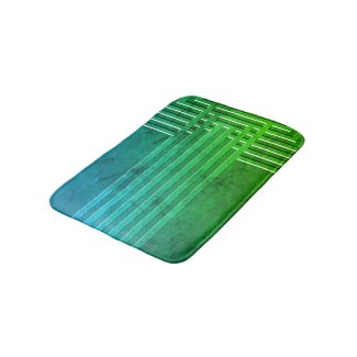 Modern geometric lines green blue pattern color bath mat