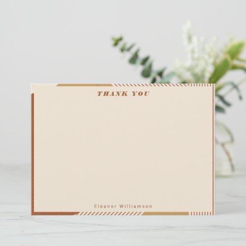 Modern Geometric Lines Terracotta Personalized Thank You Card