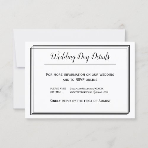 Modern Geometric Lines _ Wedding Day Details Invitation