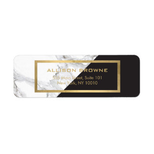 Modern Geometric Marble/Black and Faux Gold Label