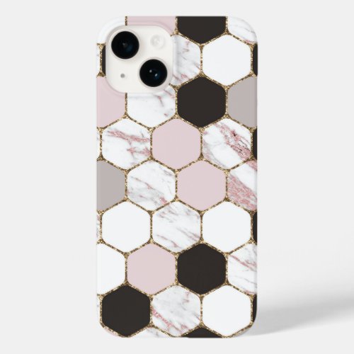 Modern Geometric Marble Hexagon Pattern Case_Mate iPhone 14 Case