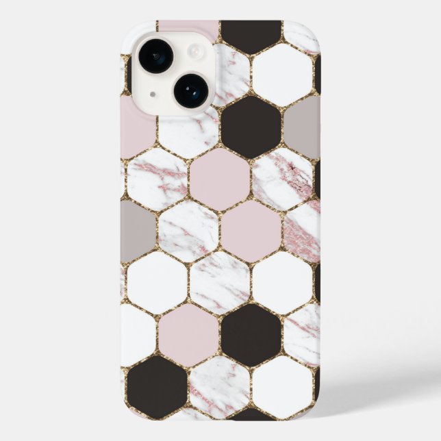 Modern Geometric Marble Hexagon Pattern Case-Mate iPhone Case (Back)