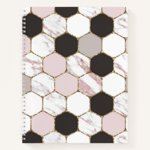 Modern Geometric Marble Hexagon Pattern Notebook