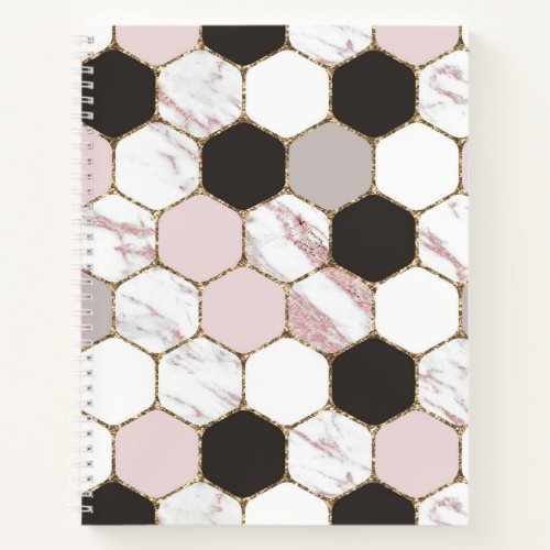 Modern Geometric Marble Hexagon Pattern Notebook
