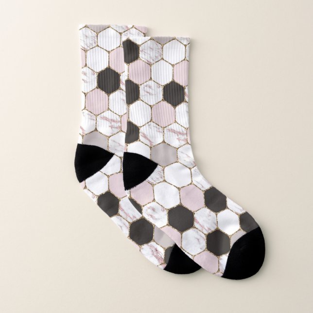 Modern Geometric Marble Hexagon Pattern Socks (Pair)