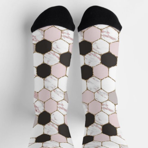 Modern Geometric Marble Hexagon Pattern Socks
