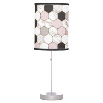 Modern Geometric Marble Hexagon Pattern Table Lamp