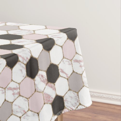Modern Geometric Marble Hexagon Pattern Tablecloth