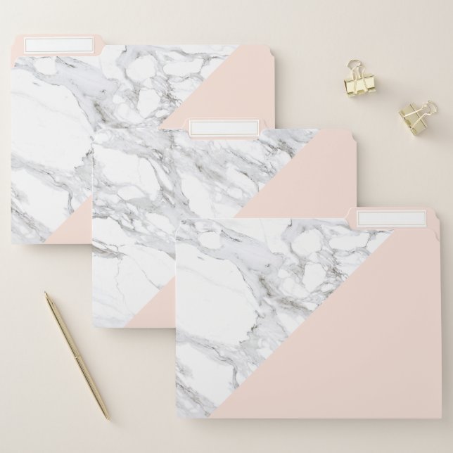 Modern Geometric Marble/Pink File Folder (Set)