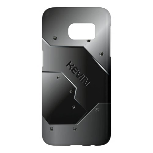 Modern Geometric Masculine Metallic Gray Texture Samsung Galaxy S7 Case
