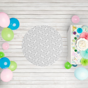 Modern Geometric Maze Pattern Gray & White Outdoor Rug