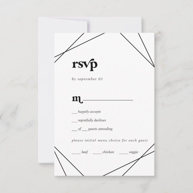 Modern Geometric Menu Choice RSVP Card (Front)