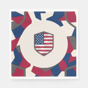 Modern Geometric Military Patriotic Proud Party Napkins