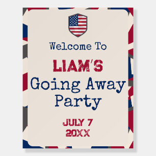 Modern Geometric Military US Flag Going Away Party Foam Board