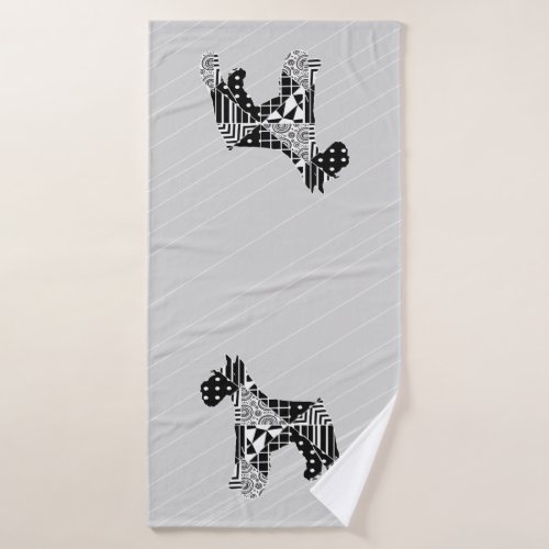 Modern Geometric Miniature Schnauzer Bath Towel Set