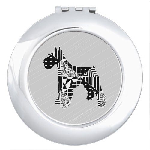 Modern Geometric Miniature Schnauzer Compact Mirror