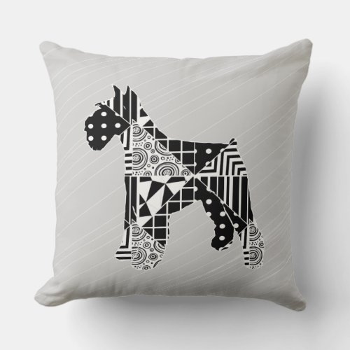 Modern Geometric Miniature Schnauzer Throw Pillow