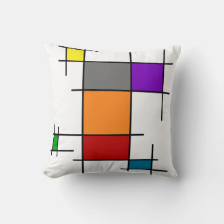 Modern Geometric Mondrian Color Block Throw Pillow