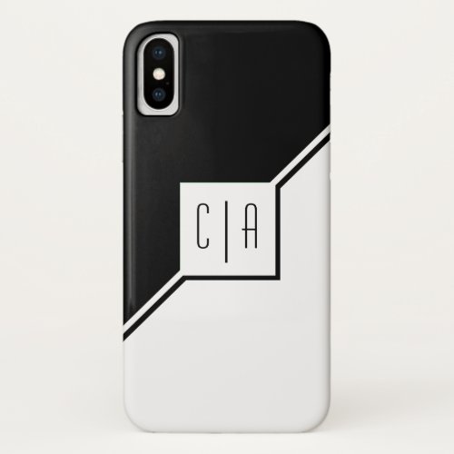 Modern geometric monogram black iPhone XS case