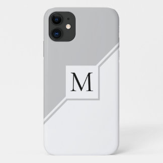 Modern geometric monogram grey iPhone 11 case
