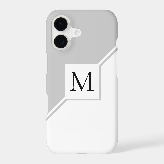 Modern geometric monogram grey iphone case (Back)