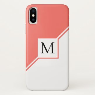 Modern geometric monogram living coral Case-Mate iPhone case