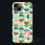 Modern Geometric Monogrammed iPhone / iPad case<br><div class="desc">A modern geometric pattern in shades of green and pink. Inspired by mid-century modern design,  this pattern has bold shapes and circles in modern graphic look. This design can be personalized and monogrammed with an initial.</div>
