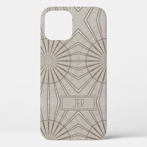 Modern Geometric Monogrammed Sleek Stylish  Brown iPhone 12 Pro Case