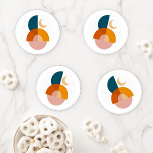 Modern Geometric Moon Abstract Art Coaster Set