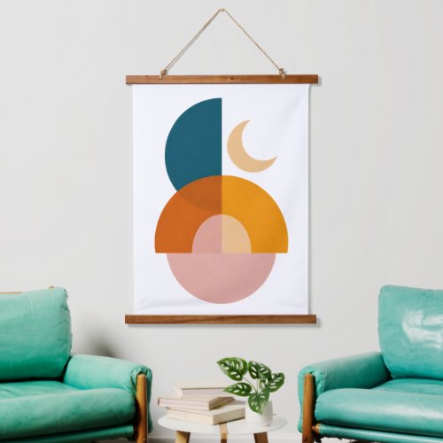 Modern Geometric Moon Abstract Art Hanging Tapestry