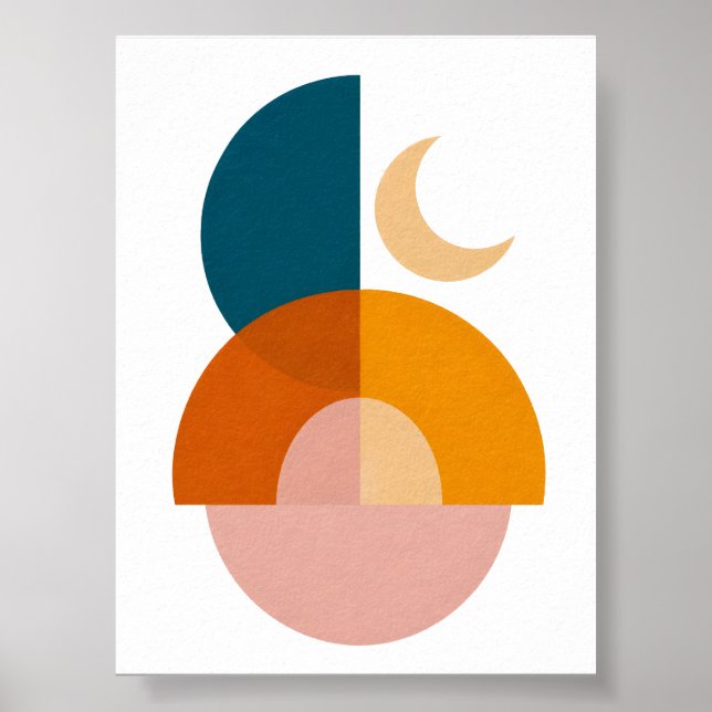 Modern Geometric Moon Abstract Art Poster (Front)