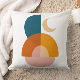 Modern Geometric Moon Abstract Art Print Throw Pillow