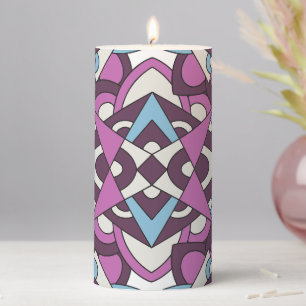 Modern Geometric Mosaic – Abstract Color Pattern Pillar Candle