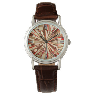 Modern Geometric Mosaic, Brown and Beige Watch
