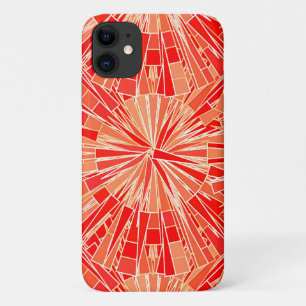 Modern Geometric Mosaic, Coral Orange iPhone 11 Case