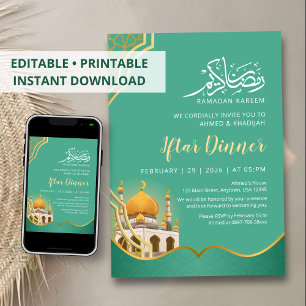 Modern Geometric Mosque Ramadan Iftar Invitation