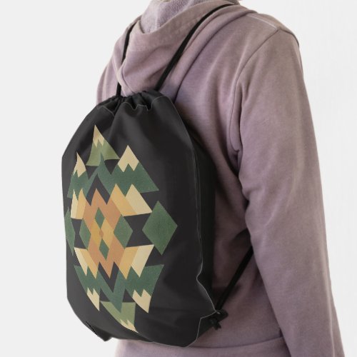 Modern Geometric Mountain Peaks Drawstring Bag